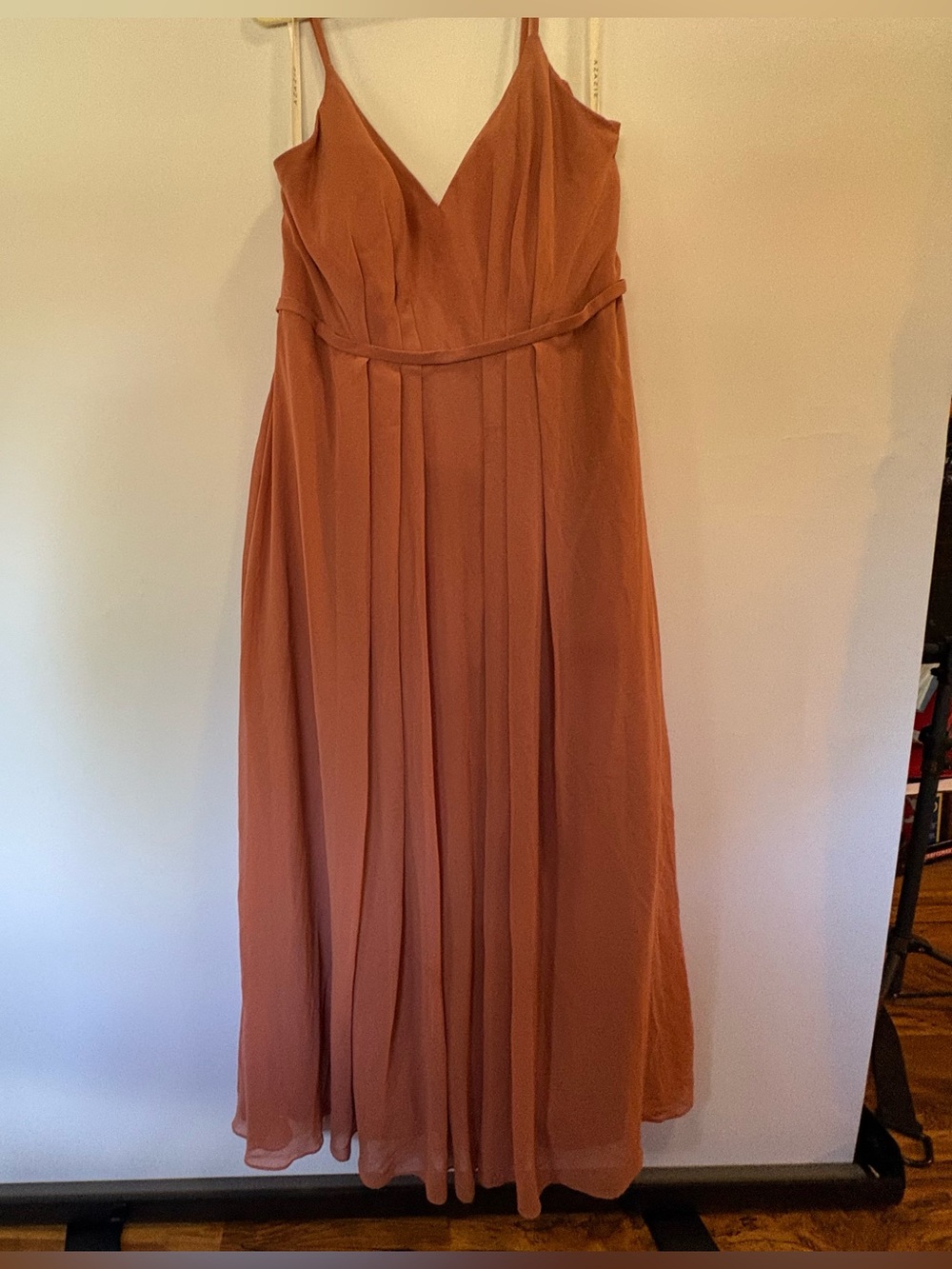 Azazie Dusty Rust Spaghetti Strap Maxi Dress